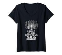 Femme Drôle de dire Que Je construis des réseaux de neurones après Mon Coucher Blague IA T-Shirt avec Col en V