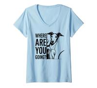 Femme drôle de géryhound, où Vas-tu ? T-Shirt avec Col en V