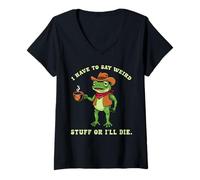 Femme Drôle de Grenouille Humour Avoir à dire Bizarre Je Vais T-Shirt avec Col en V