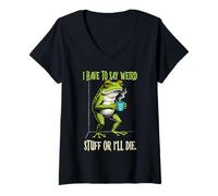 Femme Drôle de Grenouille Humour Avoir à dire Bizarre Je Vais T-Shirt avec Col en V
