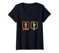 Femme Drôle de Joueur de Saxophone Professeur de Saxophone T-Shirt avec Col en V