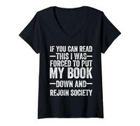 Femme Drôle de Lire des Livres Amants pour Hommes Femmes Bookaholic Bookworm T-Shirt avec Col en V