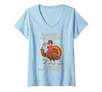 Femme Drôle de Main de Dinde avec Inscription « I'm Really Into The Thanksgiving Spirit » T-Shirt avec Col en V