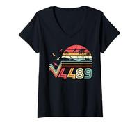 Femme Drôle de Mème Math 67 Racine carrée 4489 Professeur de T-Shirt avec Col en V