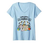 Femme Drôle de Mouette et de Chat ronronnent pour la rentrée des Classes T-Shirt avec Col en V