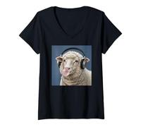 Femme Drôle de Mouton pour Amoureux de la Musique Bubblegum Zoo Garçons Filles Enfants T-Shirt avec Col en V