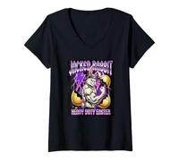 Femme Drôle de Pâques Bodybuilder Jacked Rabbit Flexing Bunny Gym T-Shirt avec Col en V