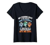 Femme Drôle de pêche spot Bite Me Cove Pêche hilarante pêcheurs T-Shirt avec Col en V