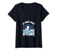 Femme Drôle de Queue de Baleine Pun It Was Just A Fluke Whale Watching T-Shirt avec Col en V
