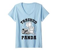 Femme Drôle de Raton Laveur Panda Ivre Mème Boire Humour T-Shirt avec Col en V