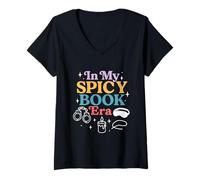 Femme Drôle de romance sombre, livre de charbon, livres épicés d'amour, rat de bibliothèque T-Shirt avec Col en V