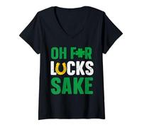 Femme Drôle de Saint-Patrick Oh pour l'amour de la Chance T-Shirt avec Col en V