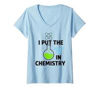 Femme Drôle de Science, Chimie, Jeu de Mots, Professeur Scientifique, Cadeau T-Shirt avec Col en V