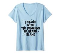 Femme Drôle de stand avec les pingouins de l'île Heard Mème T-Shirt avec Col en V