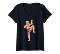 Femme Drôle de Trump Muay Thai T-Shirt avec Col en V