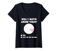 Femme Drôle de vais-je regarder l'anime aujourd'hui? | Amoureux d'anime japonais T-Shirt avec Col en V