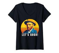 Femme Drôle de Vincent Van Gogh, Let's Gogh, Humour de Jeu de Mots drôle T-Shirt avec Col en V