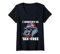 Femme Drôle d'éléphant du gouvernement avec identifiant comme costume libre d'impôt T-Shirt avec Col en V