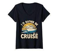 Femme Drôle d'identification plutôt être sur Un Bateau de croisière T-Shirt avec Col en V