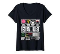 Femme Drôle d'infirmière néonatale Job Sarcasme Café Vin Compétences NICU T-Shirt avec Col en V
