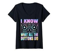 Femme Drôle DJ Art Hommes Femmes Musique Producteur Disque Jockey Lover DJ T-Shirt avec Col en V