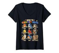 Femme Drôle d'observation des Oiseaux Blague, Comment identifier Les Oiseaux T-Shirt avec Col en V