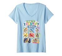 Femme Drôle d'observation des Oiseaux Blague, Comment identifier Les Oiseaux T-Shirt avec Col en V
