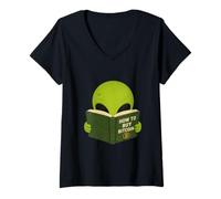 Femme Drôle et Mignon Comment Acheter Bitcoin Aliens Crypto Lovers T-Shirt avec Col en V