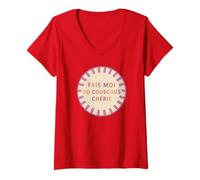 Femme Drôle Fait Moi Un Couscous Chérie Plat Préféré Couscoussier T-Shirt avec Col en V