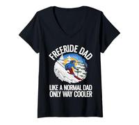 Femme Drôle Freeride Ski Alpin Freeride Dad T-Shirt avec Col en V