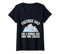 Femme Drôle Freeride Ski Alpin Freeride Dad T-Shirt avec Col en V