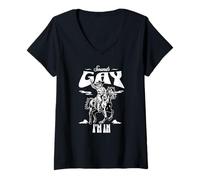 Femme Drôle Lesbienne Cowgirl Sons Gay I'm in T-Shirt avec Col en V