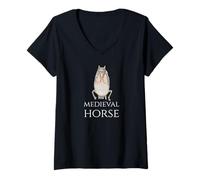Femme Drôle médiéval du Moyen Âge Cheval Meme - Histoire européenne T-Shirt avec Col en V