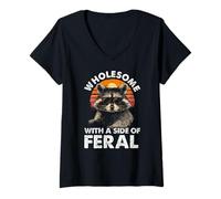 Femme Drôle mignon raton laveur sauvage meme animal T-Shirt avec Col en V