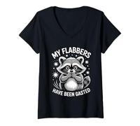 Femme Drôle mignon raton laveur surprise My Flabbers Have Been Gasted T-Shirt avec Col en V