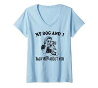 Femme drôle Mon Chien lévrier Italien et Je Parle de toi T-Shirt avec Col en V