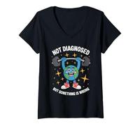 Femme Drôle Non diagnostiqué dire santé mentale Humour Femmes Hommes T-Shirt avec Col en V