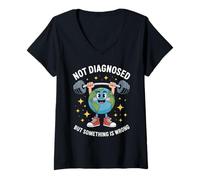 Femme Drôle Non diagnostiqué dire santé mentale Humour Femmes Hommes T-Shirt avec Col en V