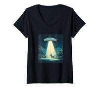 Femme Drôle OVNI Beams a Donkey Up for Galactic Fun and Aliens T-Shirt avec Col en V