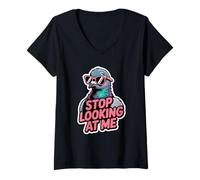 Femme Drôle Pigeon Stop Looking at Me for Bird Lovers T-Shirt avec Col en V