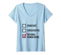 Femme Drôle Politique Libertaire Junki Rational Humain Être électeur T-Shirt avec Col en V