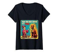 Femme Drôle rétro Occult Train Your Inner Demons Vintage T-Shirt avec Col en V