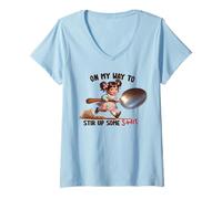 Femme Drôle rétro on My Way to Stir Up Some Shit Sarcastic Humour T-Shirt avec Col en V