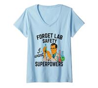 Femme Drôle Retro Science Lab Safety Humour Superpowers Scientist T-Shirt avec Col en V