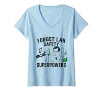Femme Drôle Retro Science Lab Safety Humour Superpowers Scientist T-Shirt avec Col en V