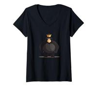 Femme Drôle Roi Gorilla pour une ambiance légendaire T-Shirt avec Col en V