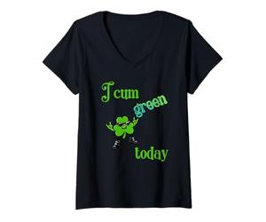 Femme Drôle Saint Patrick I Cum Green Aujourd'hui T-Shirt avec Col en V