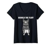 Femme Drôle Sarcastique Corgi Butt Behold The Fluff Dog T-Shirt avec Col en V