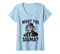 Femme Drôle Sarcastique What The Sigma Saying Ironic Meme Brainrot T-Shirt avec Col en V