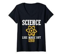 Femme Drôle Science Nerd Atome Physique Chimie Geek T-Shirt avec Col en V
